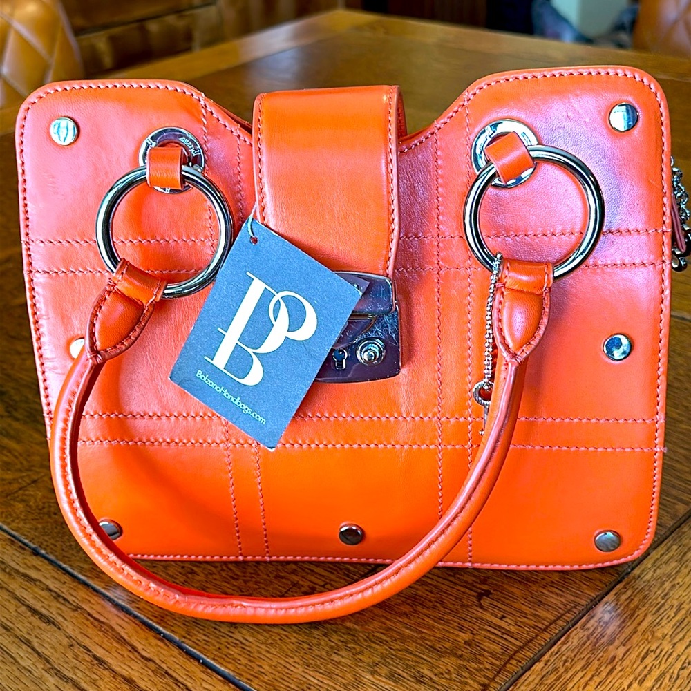 NWT Bolzano Alisse Couture Mini Handbag Purse Luxe Italian Leather Orange